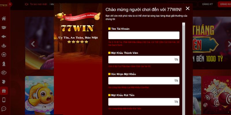 Điều khoản và điều kiện 77Win về đăng ký tài khoản